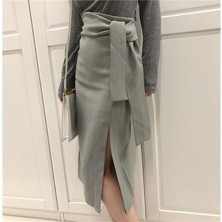 Split Hem Midi H-line Skirt