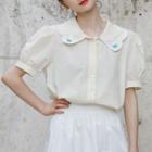 Floral Embroidered Peter Pan-collar Blouse