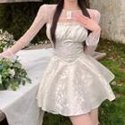 Set: Long-sleeve Shrug + Strapless A-line Dress