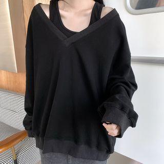 Set: V-neck Sweatshirt + Tank Top