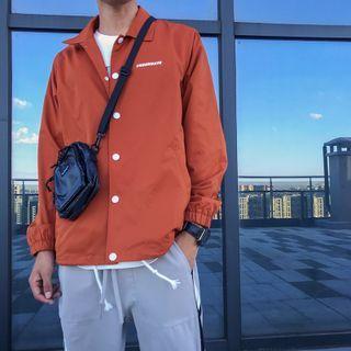Printed Letter Button-up Oversize Jacket