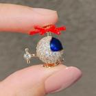 Cartoon Helicopter Rhinestone Brooch Ly519 - Blue & Red - One Size