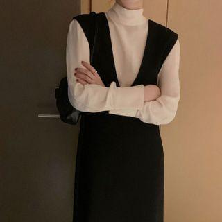 V-neck Tank Dress Tank Dress - Black - One Size