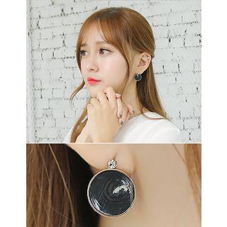Rhinestone Marble-disc Stud Earrings