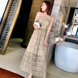 Strappy Maxi Lace Evening Gown
