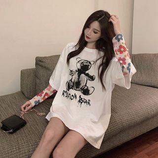 Bear Print Short-sleeve T-shirt Short Sleeve - Bear - One Size