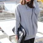 Long-sleeve Loose-fit Top Gray - One Size