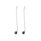 Sterling Silver Fashion Simple Fringed Black Freshwater Pearl Earrings Silver - One Size