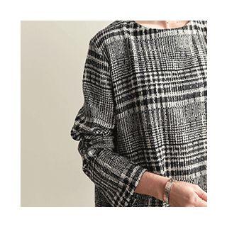 Glen-plaid Twill Midi Dress