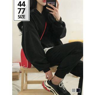 Set: Letter Layered-hem Oversized Hoodie + Sweatpants