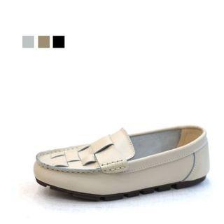 Woven Cowhide Driving Loafers