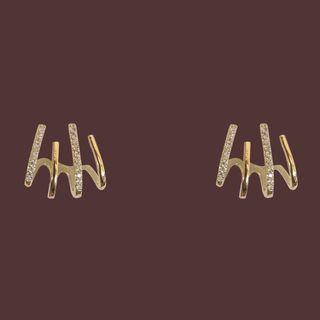 Rhinestone Ear Cuff 1 Pair - Ear Cuff - S925silver - Gold - One Size