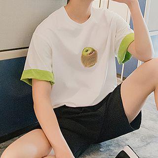 Short-sleeve Apple Print Oversize Tee