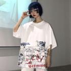Loose-fit Printed T-shirt White - One Size