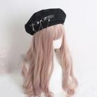 Chained Belt Beret Hat Chain - Black - One Size