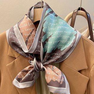 Lettering Silk Scarf Purple - One Size