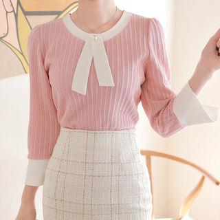 Slit-cuff Knit Blouse