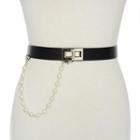 Faux Leather Beaded Chain Accent Belt