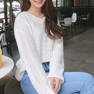 V-neck Loose-fit Knit Sweater