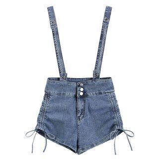 Suspender Denim Wide Leg Shorts