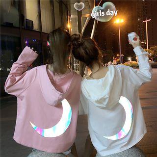 Reflective Moon Print Hoodie