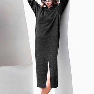Hooded Slit Knitted Dress