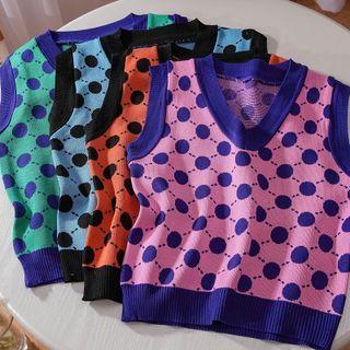 V-neck Dotted Sweater Vest