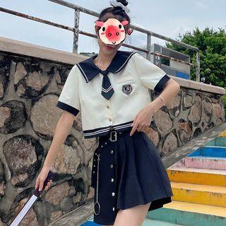 Sailor Collar Cropped Blouse