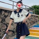 Sailor Collar Cropped Blouse
