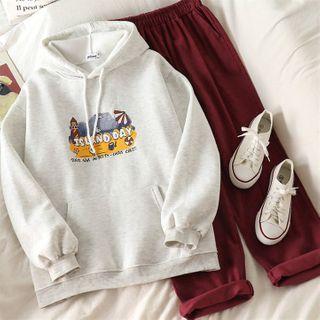 Print Loose-fit Hoodie / Corduroy Loose-fit Pants