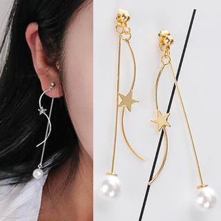 Star Faux Pearl Drop Earring
