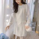 Long-sleeve A-line Tweed Dress