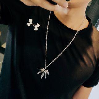 Leaf Pendant Stainless Steel Necklace Silver - One Size