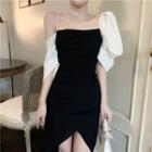 Asymmetric Color-block Slim-fit Dress