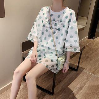 Mock Two-piece Elbow-sleeve Pattern T-shirt