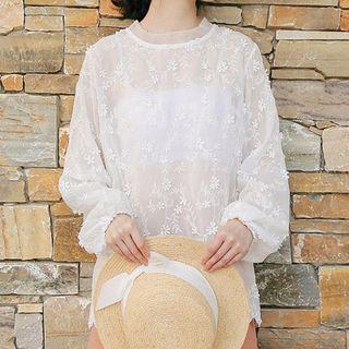 Floral Applique Lace Blouse