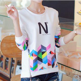 Printed Zip Detailed Pullover