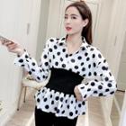 Long-sleeve Mock Two-piece Dotted Shirt