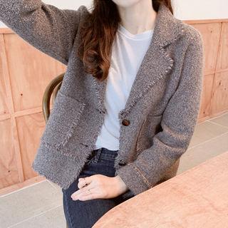 Single-breasted M Lange Knit Jacket Melange Gray - One Size