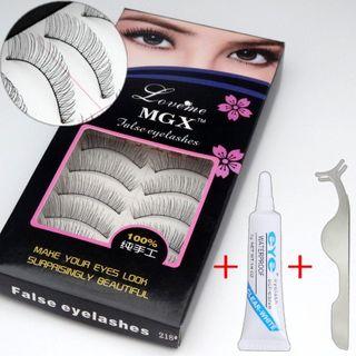Set: 10-pair False Eyelashes + Glue + Application Tool