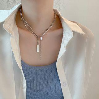 Faux Pearl Pendant Alloy Choker As Shown In Figure - One Size
