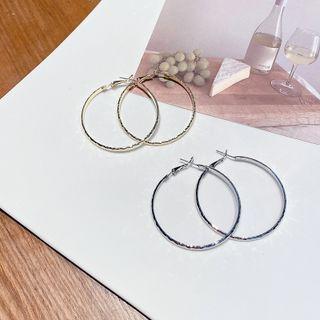 Asymmetrical Alloy Hoop Earring / Alloy Hoop Earring