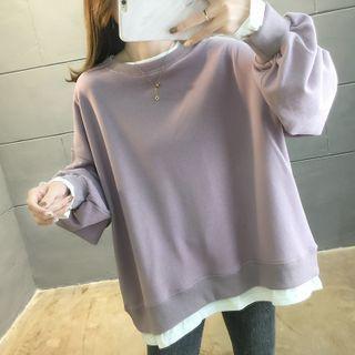 Lantern-sleeve Mock Two-piece Sweatshirt