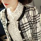 Faux-pearl Button Checked Jacket