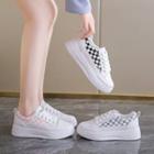 Checkered Panel Platform Lace Up Sneakers