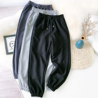 Drawstring Cropped Loose-fit Sweatpants