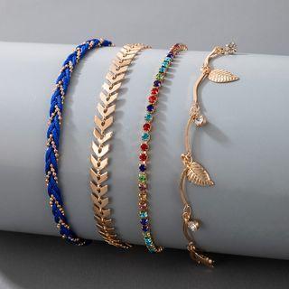 Set Of 4: Anklet 16544 - Set Of 4 - Gold - One Size
