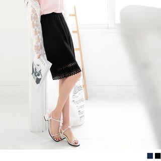 Cutout Hem Pencil-cut Skirt