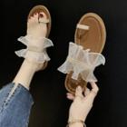 Ruffle Lace Loop-toe Slide Sandals