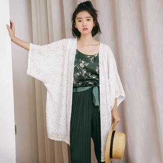 Open-front 3/4-sleeve Lace Jacket